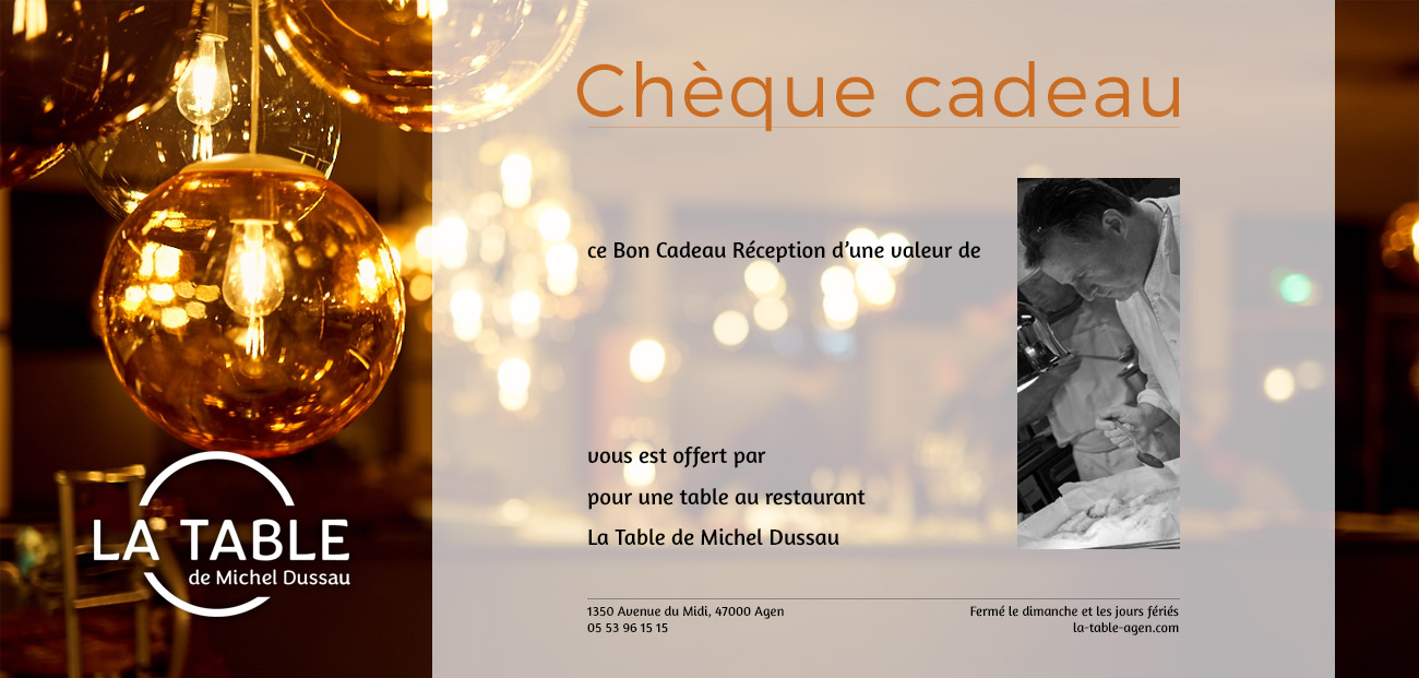 Visuel chèque cadeau La Table de Michel Dussau
